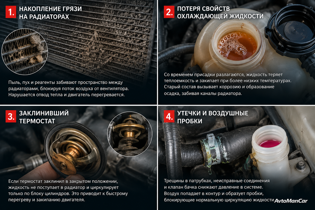 инфоргафика причин перегрева двигателя