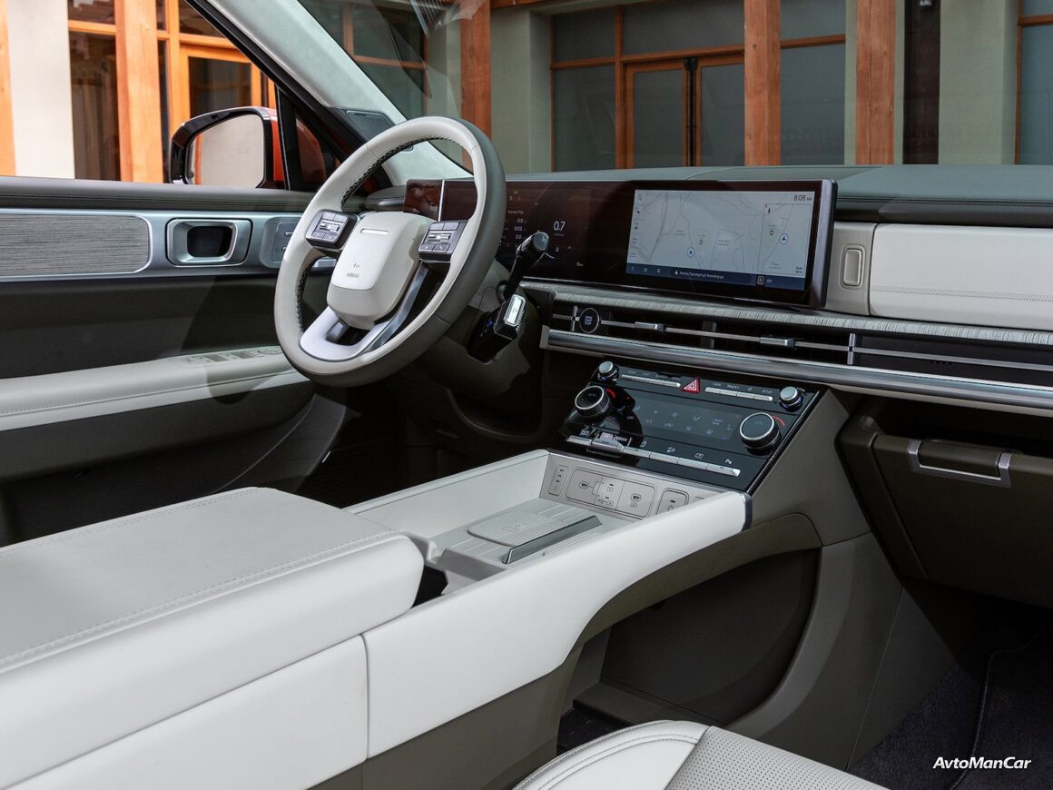 Hyundai Santa Fe 2026 вид интерьера приборная панель