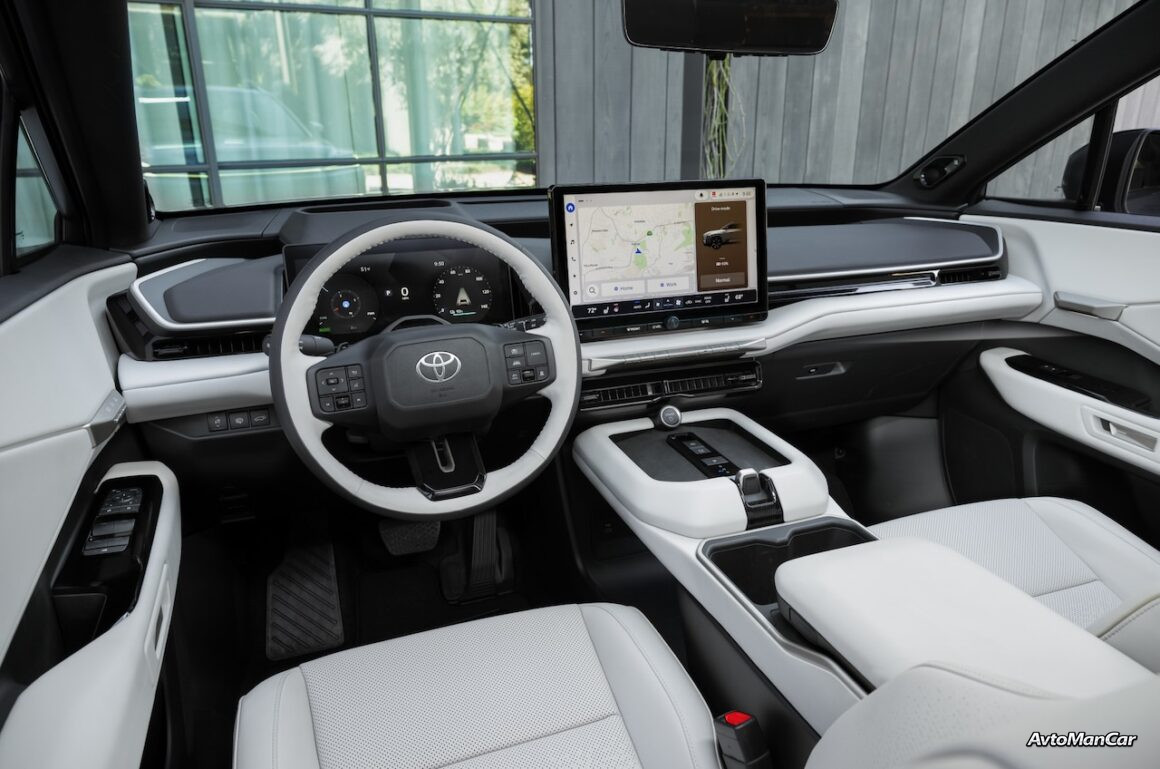Интерьер и центральный сенсорный экран Toyota Highlander EV 2027 года