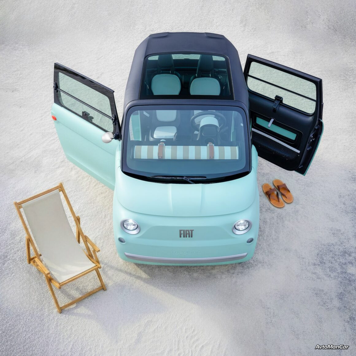 Fiat Topolino 2026 спереди в цвете Verde Vita